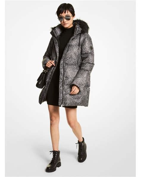 michael kors leopard puffer coat|Michael Kors down puffer coat.